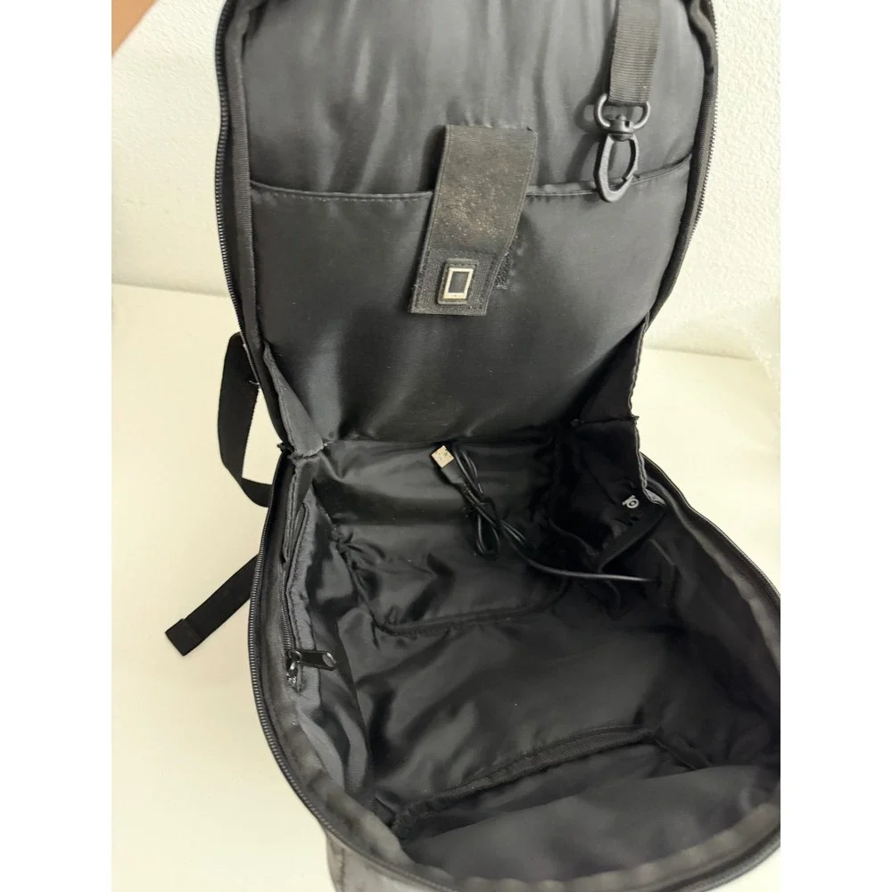 Duchamp London Grey Marble Print Tech Backpack USB Port Laptop Sleeve Mens Bag